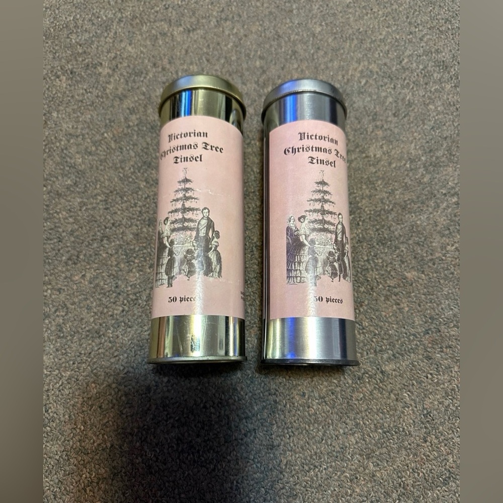 Vintage Victorian Christmas Tree 6” Tinsel- 50 Silver/ 48 Gold Metal